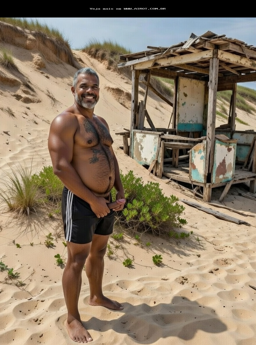 Foto - homem,nu,pelado,praia,shorts,pau-duro - AIROT
